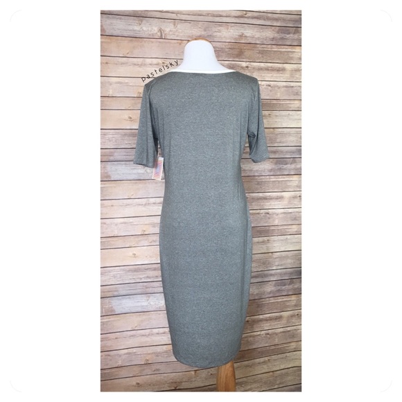 🆕LULAROE julia ringer heathered gray dress - Picture 3 of 8